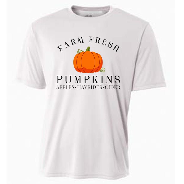 Farm Fresh Pumpkins Apples Hayrides Cider Thanksgiving Fall Cooling Performance Crew T-Shirt