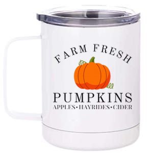 Farm Fresh Pumpkins Apples Hayrides Cider Thanksgiving Fall 12 oz Stainless Steel Tumbler Cup