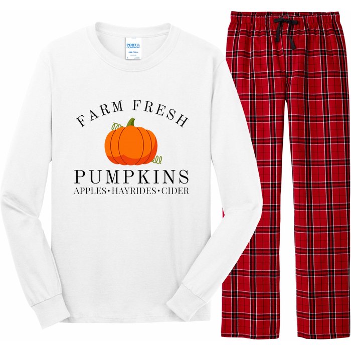 Farm Fresh Pumpkins Apples Hayrides Cider Thanksgiving Fall Long Sleeve Pajama Set