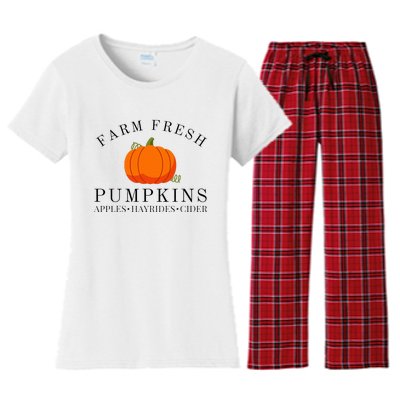 Farm Fresh Pumpkins Apples Hayrides Cider Thanksgiving Fall Women's Flannel Pajama Set