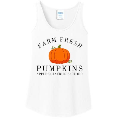 Farm Fresh Pumpkins Apples Hayrides Cider Thanksgiving Fall Ladies Essential Tank