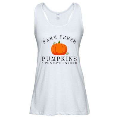 Farm Fresh Pumpkins Apples Hayrides Cider Thanksgiving Fall Ladies Essential Flowy Tank