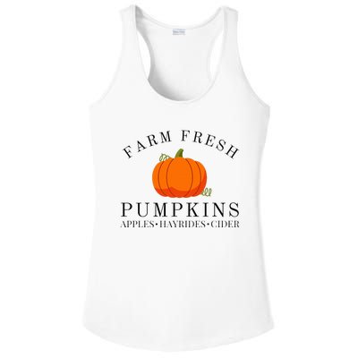 Farm Fresh Pumpkins Apples Hayrides Cider Thanksgiving Fall Ladies PosiCharge Competitor Racerback Tank