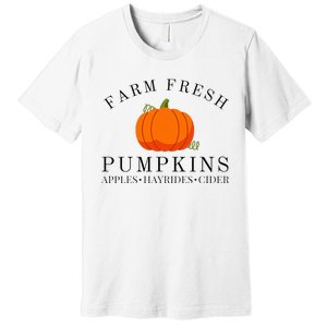 Farm Fresh Pumpkins Apples Hayrides Cider Thanksgiving Fall Premium T-Shirt