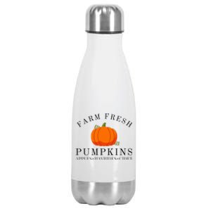 Farm Fresh Pumpkins Apples Hayrides Cider Thanksgiving Fall Stainless Steel Insulated Water Bottle