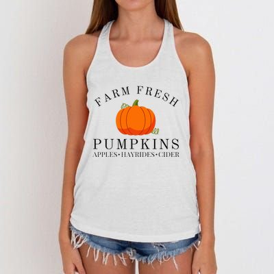 Farm Fresh Pumpkins Apples Hayrides Cider Thanksgiving Fall Women's Knotted Racerback Tank