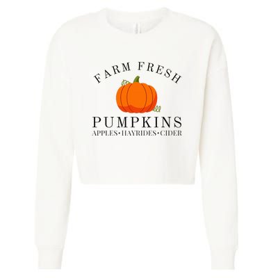 Farm Fresh Pumpkins Apples Hayrides Cider Thanksgiving Fall Cropped Pullover Crew