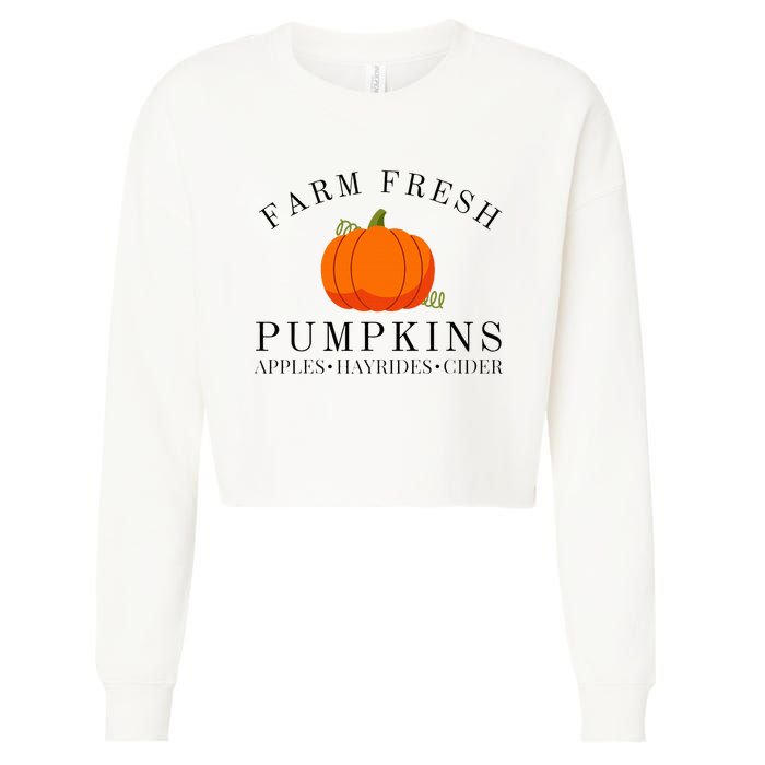 Farm Fresh Pumpkins Apples Hayrides Cider Thanksgiving Fall Cropped Pullover Crew