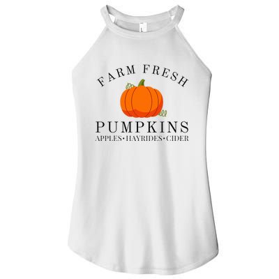 Farm Fresh Pumpkins Apples Hayrides Cider Thanksgiving Fall Women's Perfect Tri Rocker Tank