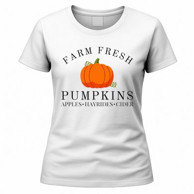 Farm Fresh Pumpkins Apples Hayrides Cider Thanksgiving Fall Women's T-Shirt