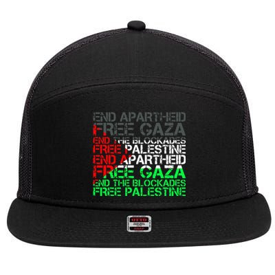 flag Free Palestine Arabic Palestine Gaza Jerusalem  7 Panel Mesh Trucker Snapback Hat