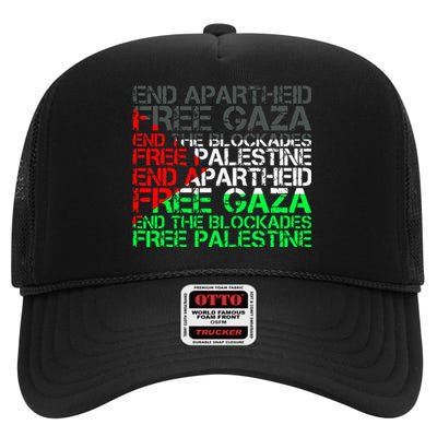 flag Free Palestine Arabic Palestine Gaza Jerusalem  High Crown Mesh Back Trucker Hat