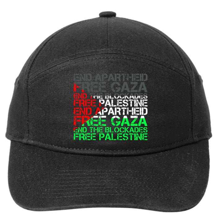 flag Free Palestine Arabic Palestine Gaza Jerusalem  7-Panel Snapback Hat