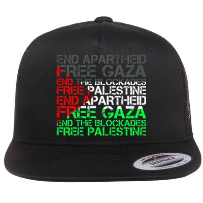 flag Free Palestine Arabic Palestine Gaza Jerusalem  Flat Bill Trucker Hat