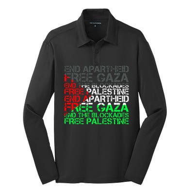 flag Free Palestine Arabic Palestine Gaza Jerusalem  Silk Touch Performance Long Sleeve Polo