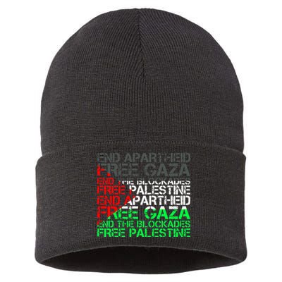 flag Free Palestine Arabic Palestine Gaza Jerusalem  Sustainable Knit Beanie