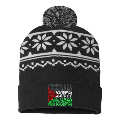 flag Free Palestine Arabic Palestine Gaza Jerusalem  USA-Made Snowflake Beanie