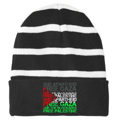 flag Free Palestine Arabic Palestine Gaza Jerusalem  Striped Beanie with Solid Band