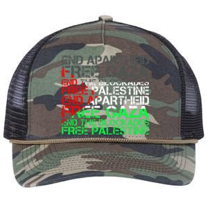 flag Free Palestine Arabic Palestine Gaza Jerusalem  Retro Rope Trucker Hat Cap