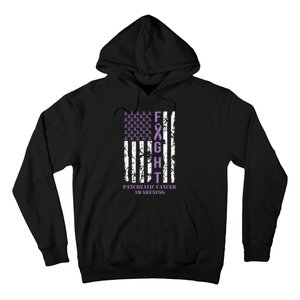 Fight Flag Purple Ribbon Support Pancreatic Cancer Awareness Hoodie