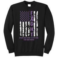 Fight Flag Purple Ribbon Support Pancreatic Cancer Awareness Sweatshirt