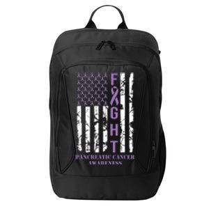 Fight Flag Purple Ribbon Support Pancreatic Cancer Awareness City Backpack