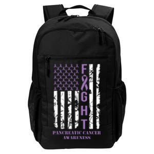 Fight Flag Purple Ribbon Support Pancreatic Cancer Awareness Daily Commute Backpack