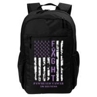 Fight Flag Purple Ribbon Support Pancreatic Cancer Awareness Daily Commute Backpack