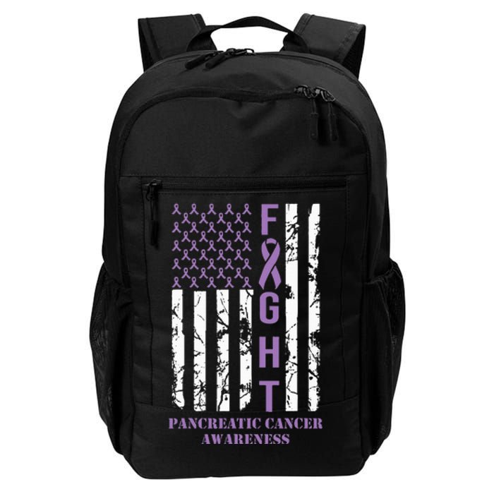 Fight Flag Purple Ribbon Support Pancreatic Cancer Awareness Daily Commute Backpack