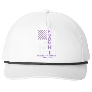 Fight Flag Purple Ribbon Support Pancreatic Cancer Awareness Snapback Five-Panel Rope Hat