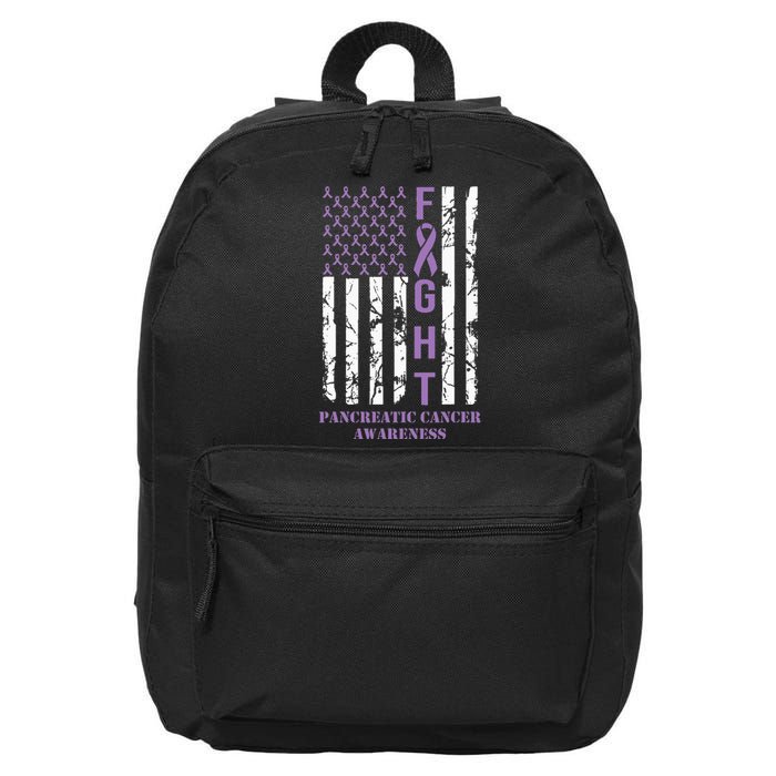 Fight Flag Purple Ribbon Support Pancreatic Cancer Awareness 16 in Basic Backpack