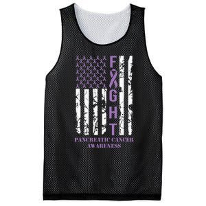 Fight Flag Purple Ribbon Support Pancreatic Cancer Awareness Mesh Reversible Basketball Jersey Tank