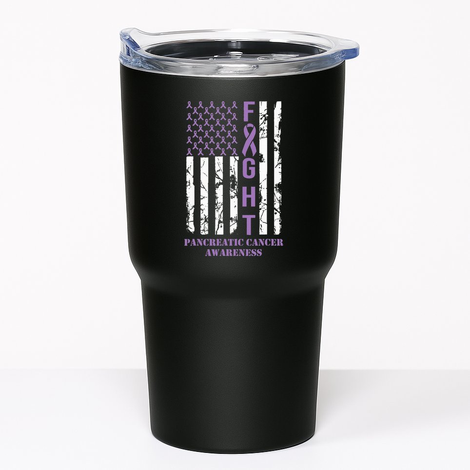 Fight Flag Purple Ribbon Support Pancreatic Cancer Awareness Tumbler