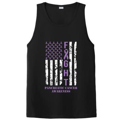 Fight Flag Purple Ribbon Support Pancreatic Cancer Awareness PosiCharge Competitor Tank