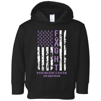 Fight Flag Purple Ribbon Support Pancreatic Cancer Awareness Toddler Hoodie