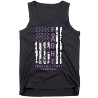 Fight Flag Purple Ribbon Support Pancreatic Cancer Awareness Tank Top