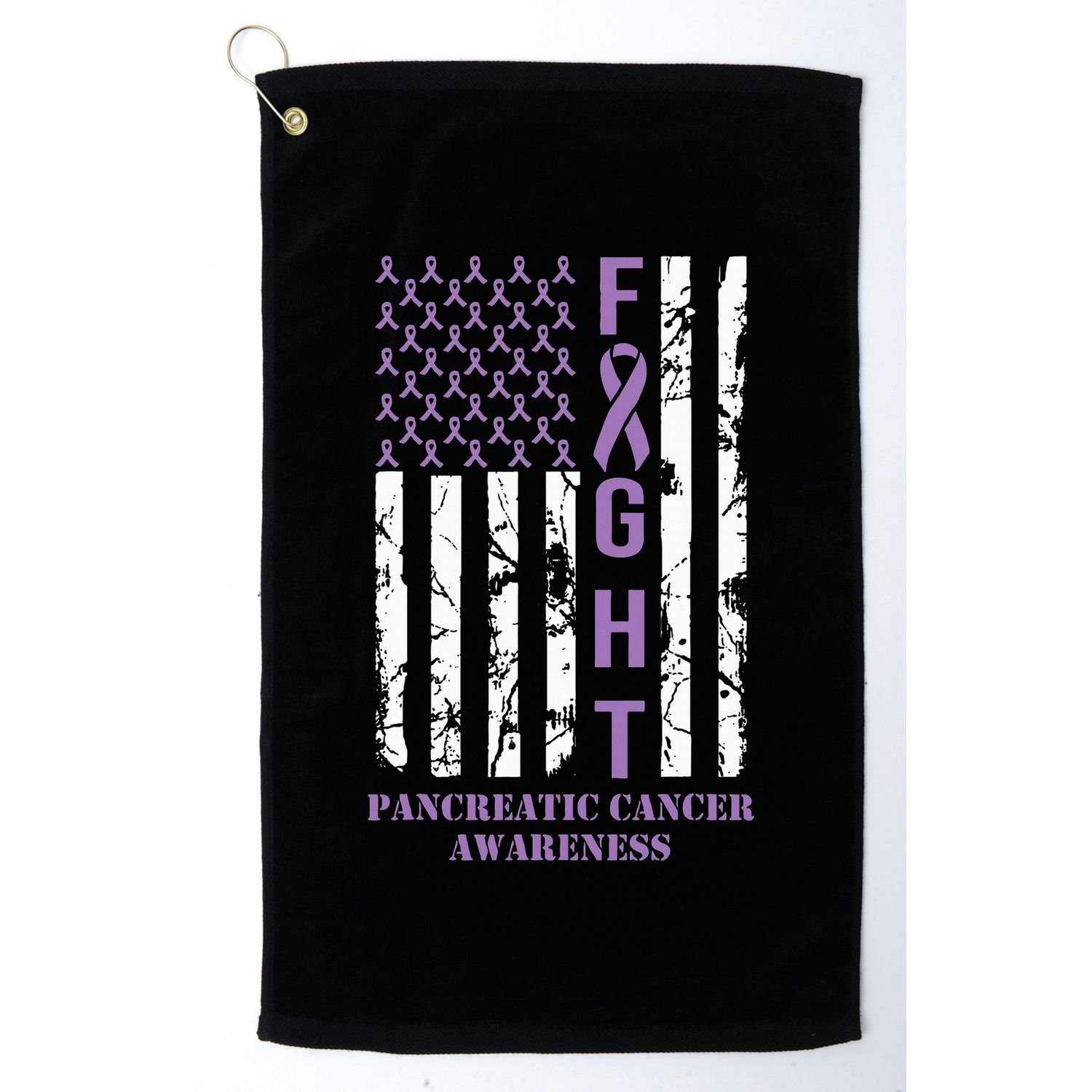 Fight Flag Purple Ribbon Support Pancreatic Cancer Awareness Golf Towel