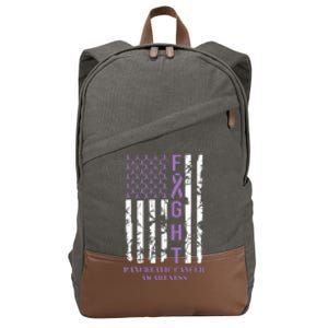 Fight Flag Purple Ribbon Support Pancreatic Cancer Awareness Cotton Canvas Backpack