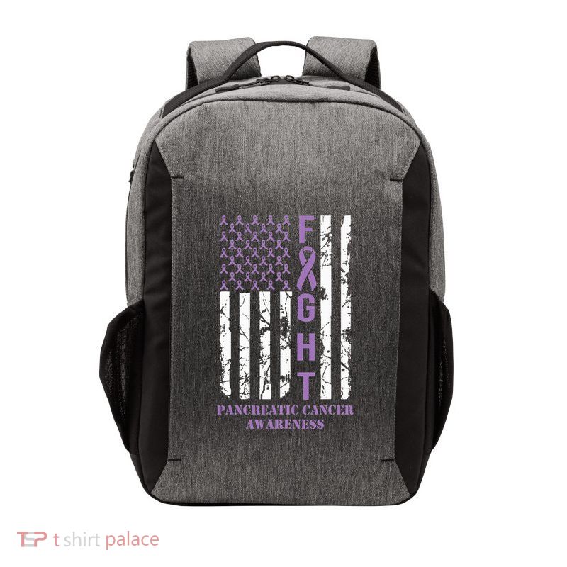 Fight Flag Purple Ribbon Support Pancreatic Cancer Awareness Vector Backpack