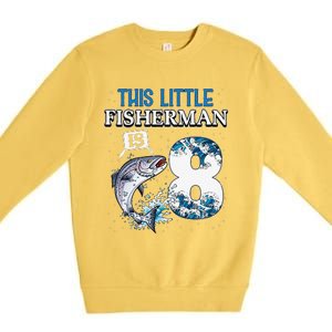 Funny Fishing Party 8 Year Old Birthday Fisherman 8th Fisher Premium Crewneck Sweatshirt