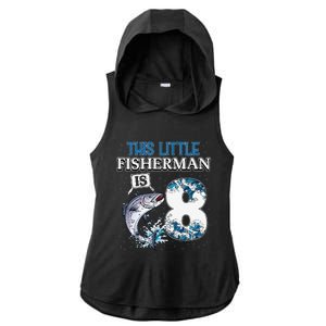 Funny Fishing Party 8 Year Old Birthday Fisherman 8th Fisher Ladies PosiCharge Tri-Blend Wicking Draft Hoodie Tank