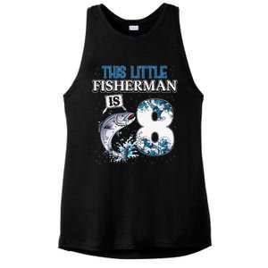 Funny Fishing Party 8 Year Old Birthday Fisherman 8th Fisher Ladies PosiCharge Tri-Blend Wicking Tank