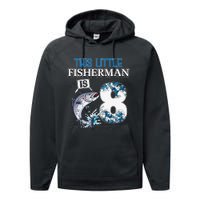 Funny Fishing Party 8 Year Old Birthday Fisherman 8th Fisher Performance Fleece Hoodie