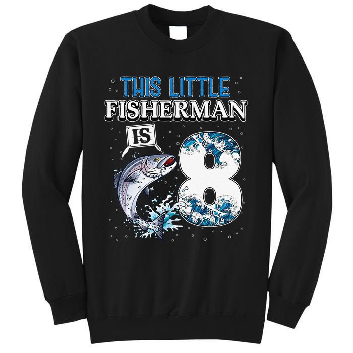 Funny Fishing Party 8 Year Old Birthday Fisherman 8th Fisher Sweatshirt