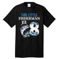 Funny Fishing Party 8 Year Old Birthday Fisherman 8th Fisher Tall T-Shirt