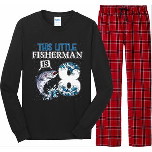 Funny Fishing Party 8 Year Old Birthday Fisherman 8th Fisher Long Sleeve Pajama Set