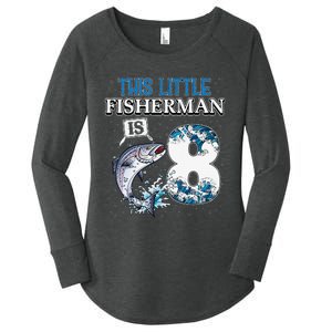 Funny Fishing Party 8 Year Old Birthday Fisherman 8th Fisher Women's Perfect Tri Tunic Long Sleeve Shirt