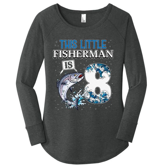 Funny Fishing Party 8 Year Old Birthday Fisherman 8th Fisher Women's Perfect Tri Tunic Long Sleeve Shirt