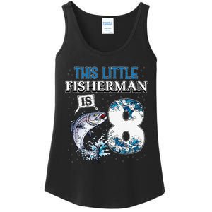 Funny Fishing Party 8 Year Old Birthday Fisherman 8th Fisher Ladies Essential Tank