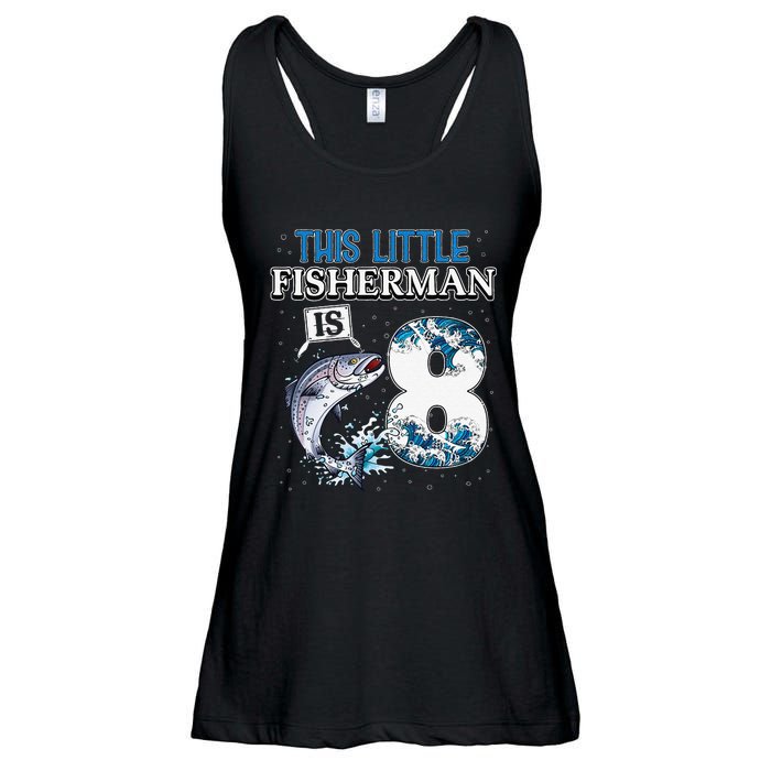 Funny Fishing Party 8 Year Old Birthday Fisherman 8th Fisher Ladies Essential Flowy Tank